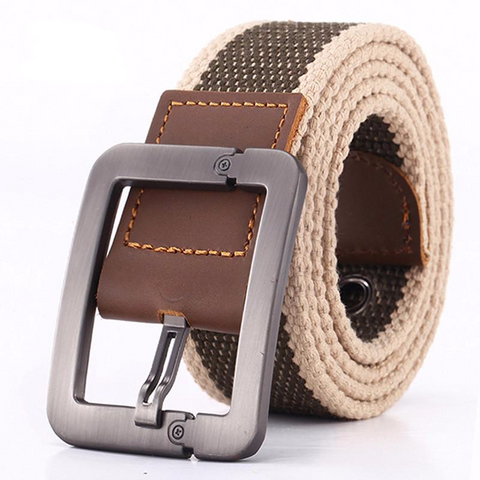 Pin Buckle Canvas Cowboy Knitted Striped Belt